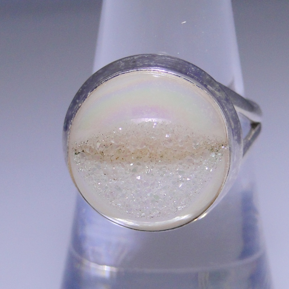 Titanium Drusy Sterling Silver Ring Size 8